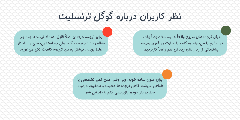 نظر کاربرها درباره ترجمه گوگل ترنسلیت